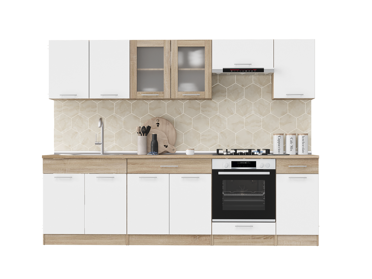 Готовая кухня Эверест Эко №5 без столешницы без мойки 2,6 м Дуб Сонома/Белый (09100) - фото 3