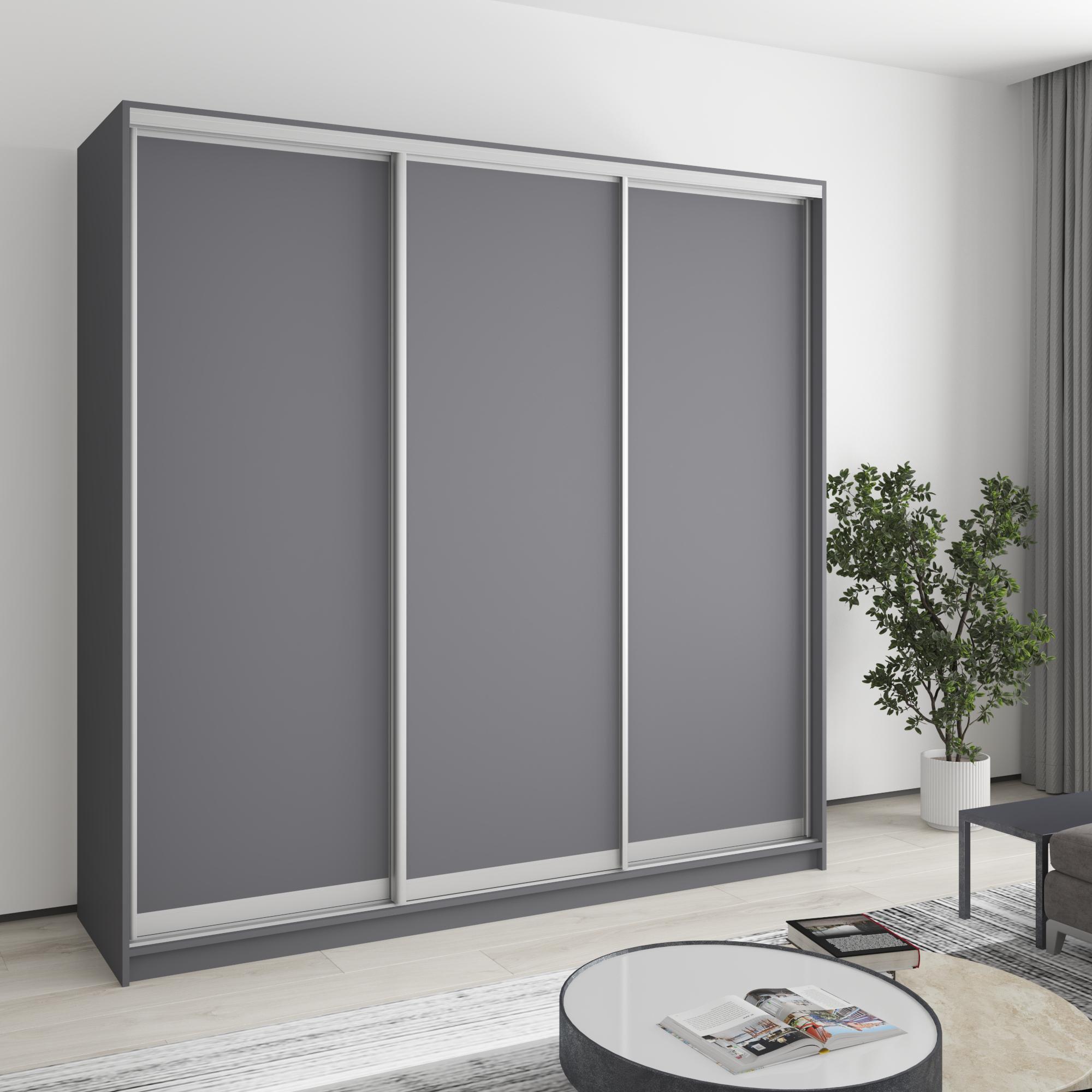 Шкаф-купе трехдверный MebelStar Стандарт AL 3 ДСП 210x60x240 см Антрацит (MBS-1488)