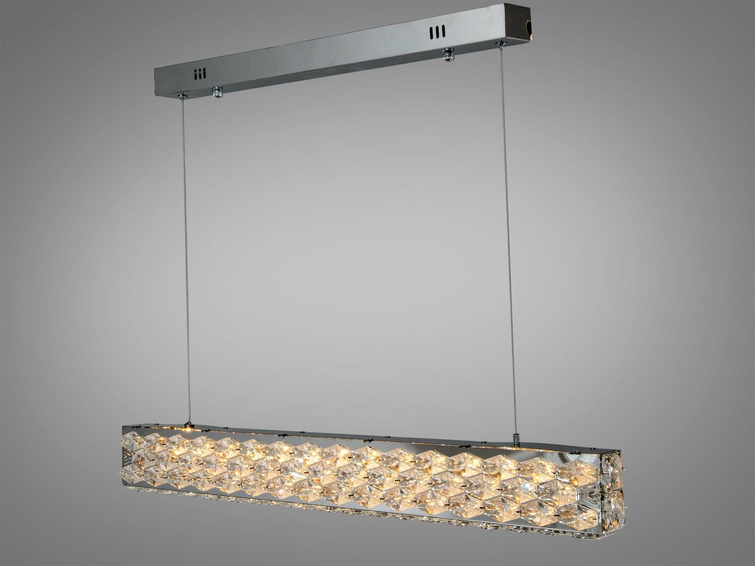 Люстра подвес LED хрустальная/пульт 68Вт Хром (7891/800CH)