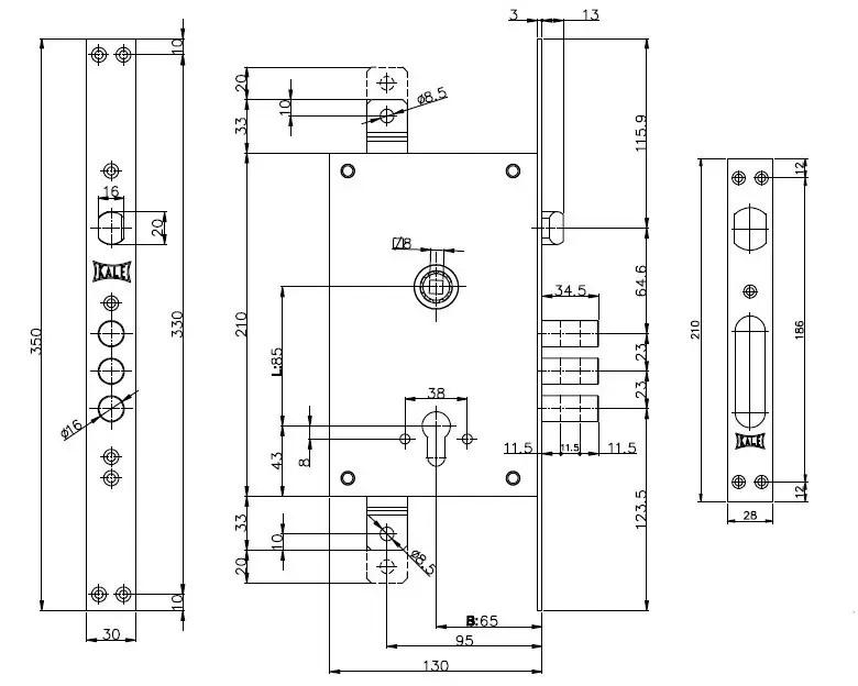 Замок врезной 352R В 60 мм (1-30176) - фото 4