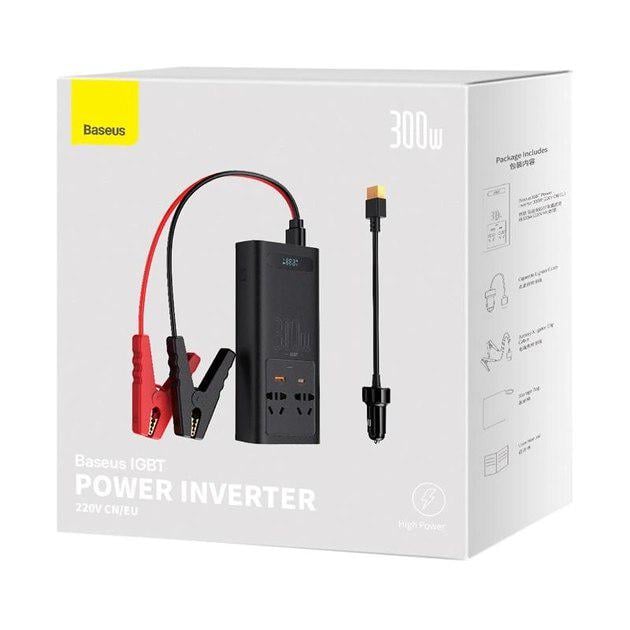 Інвертор автомобільний Baseus IGBT Power Inverter 300W 220V CN/EU Black (CGNB010101) - фото 8