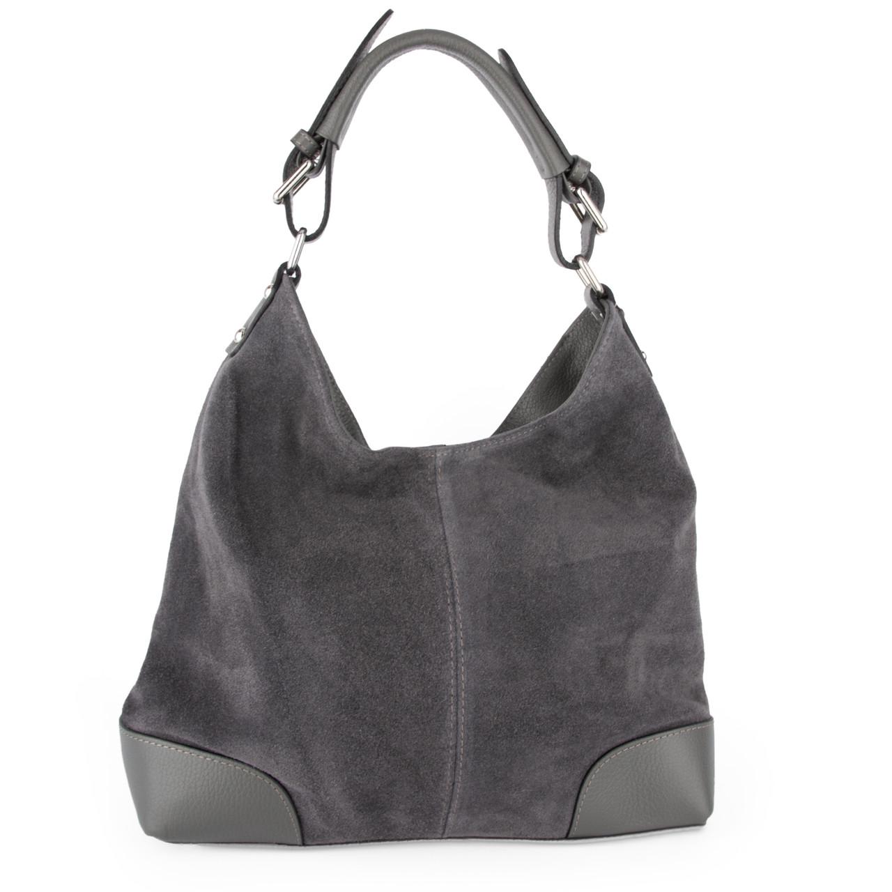 Сумка-шопер женская Virginia Conti 03735 замшевая Темно-серый (2735742759) - фото 1