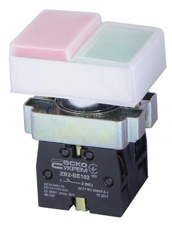 Кнопка старт-стопа АСКО-Укрем XB2-BL9425 IO 1NO+1NC 22 мм IP65 (A0140010014)