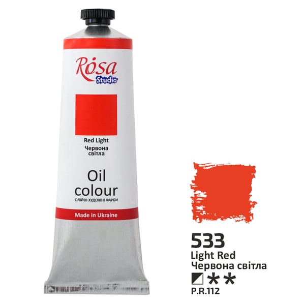 Масляная краска ROSA Studio 533 100 мл Красный светлый (328533) - фото 1 Масляная краска ROSA Studio 533 100 мл Красный светлый (328533) - фото 1