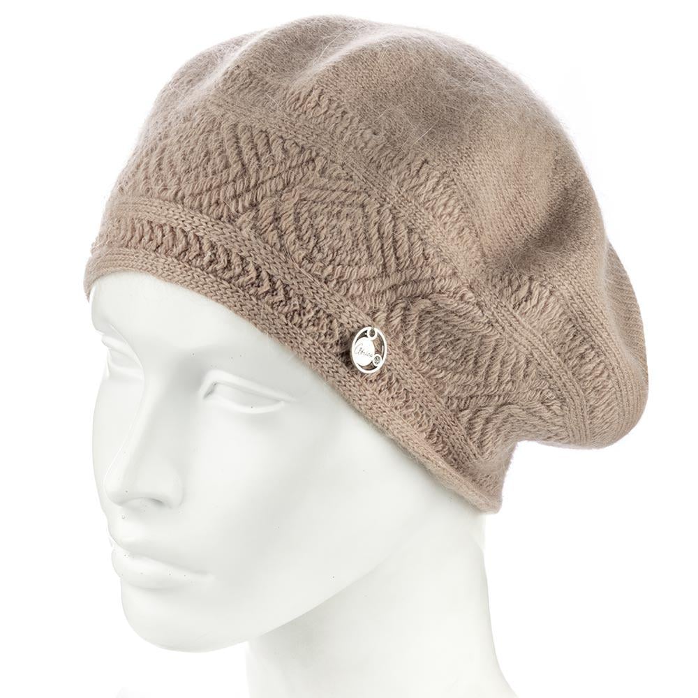 Берет жіночий ангоровий подвійний Atrics WH912 з візерунком Лама