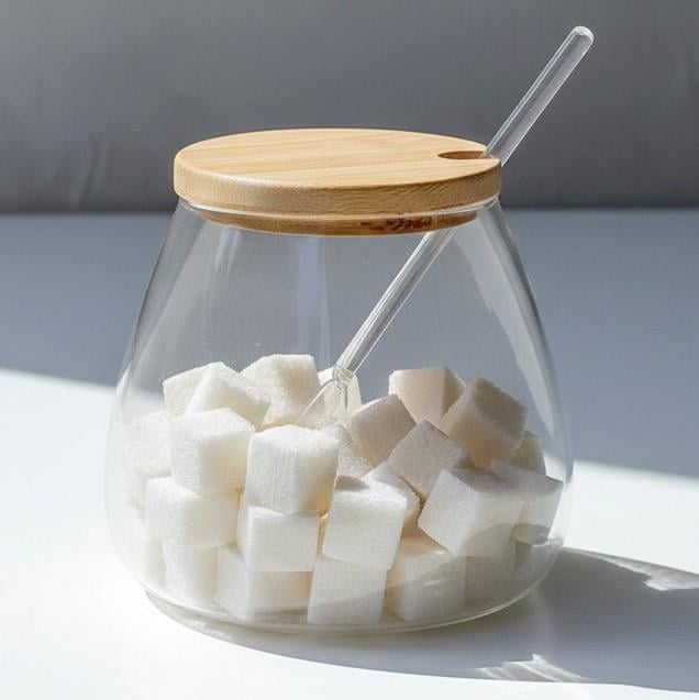 Сахарница стеклянная с бамбуковой крышкой и стеклянной ложкой SNT 550 мл (31765464) Сахарница стеклянная с бамбуковой крышкой и стеклянной ложкой SNT 550 мл (31765464)
