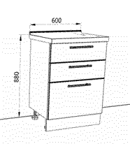 Шафа нижня Фасади КМН 6 з трьома шухлядами 177x177x355 мм Білий - фото 5