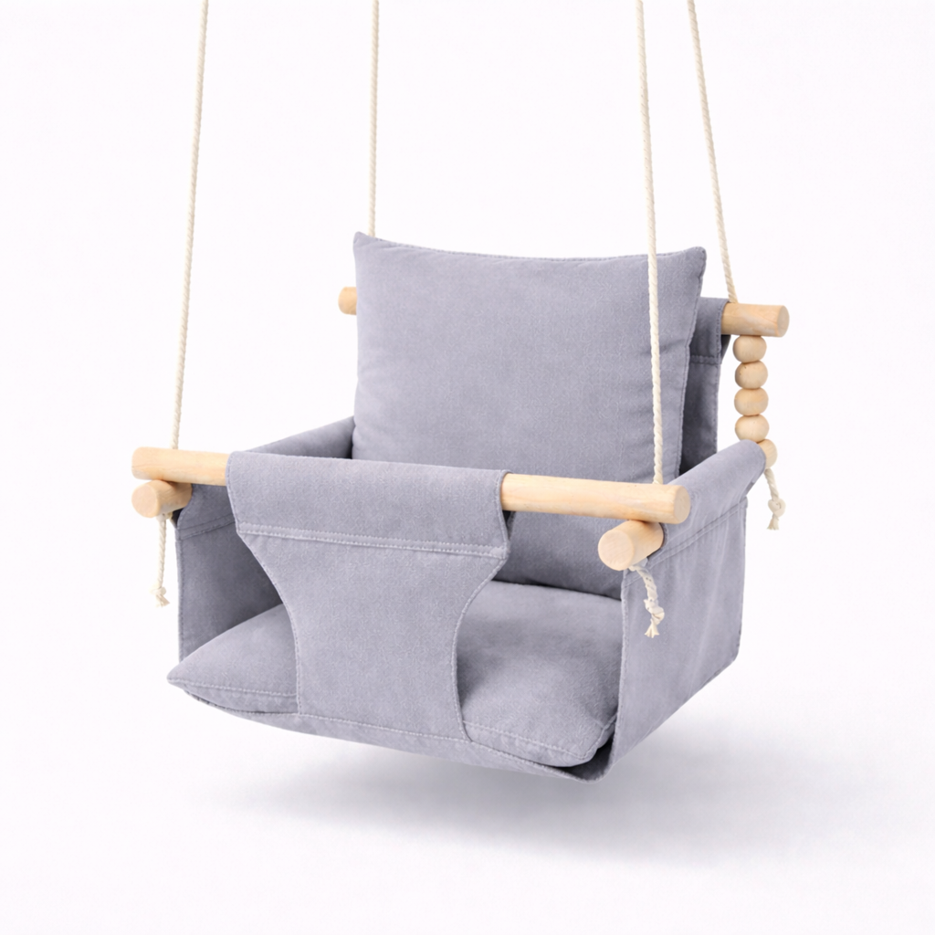 Детские качели подвесные Стандарт микровелюр Светло-серый (gs-9191)