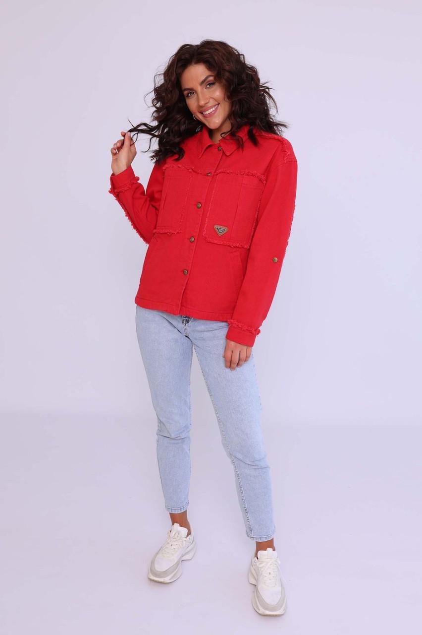 Женская летняя куртка хлопковая 5XL Красный - фото 2 Женская летняя куртка хлопковая 5XL Красный - фото 2