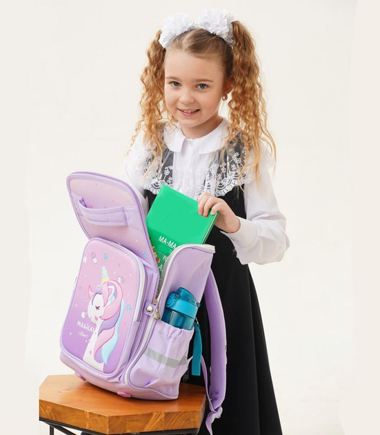 Рюкзак школьный детский ортопедический для девочки 3D Единорог 1-4 класс и школьный пенал Розовый - фото 5 Рюкзак школьный детский ортопедический для девочки 3D Единорог 1-4 класс и школьный пенал Розовый - фото 5