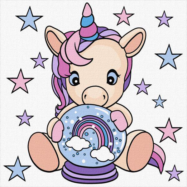 Картина по номерам Идейка Розовый единорог 25х25 см (Id-KHO6114)