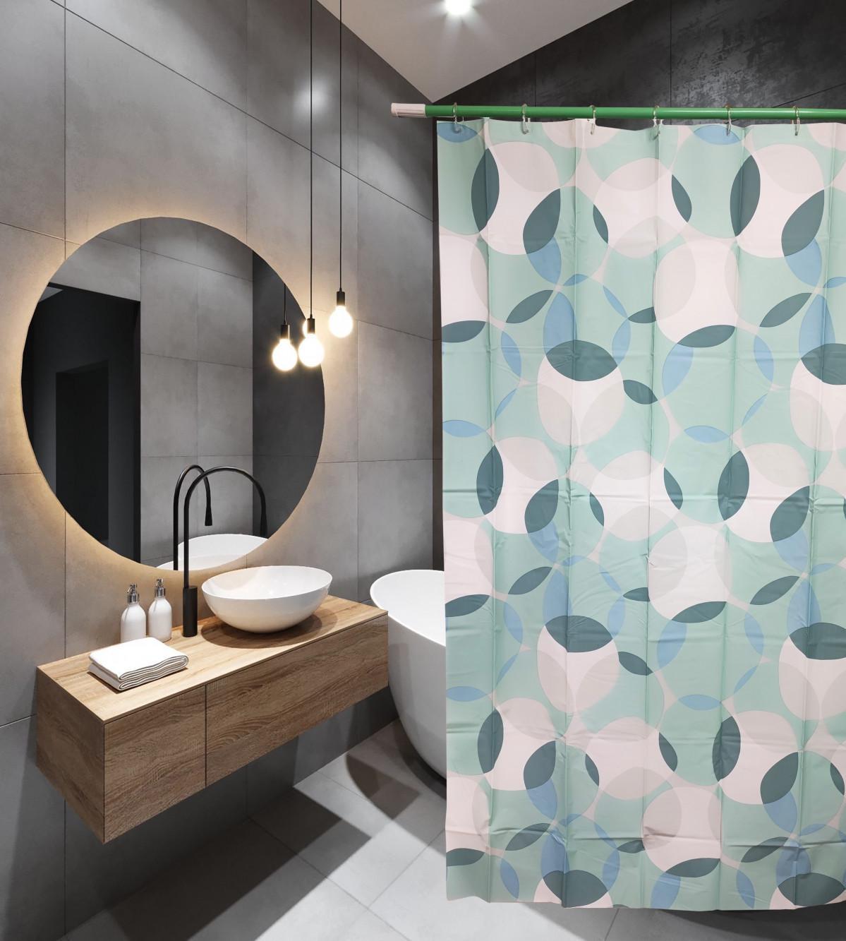 Шторка для ванной и душа с кольцами Bathlux DX2020 водоотталкивающая 180x180 см