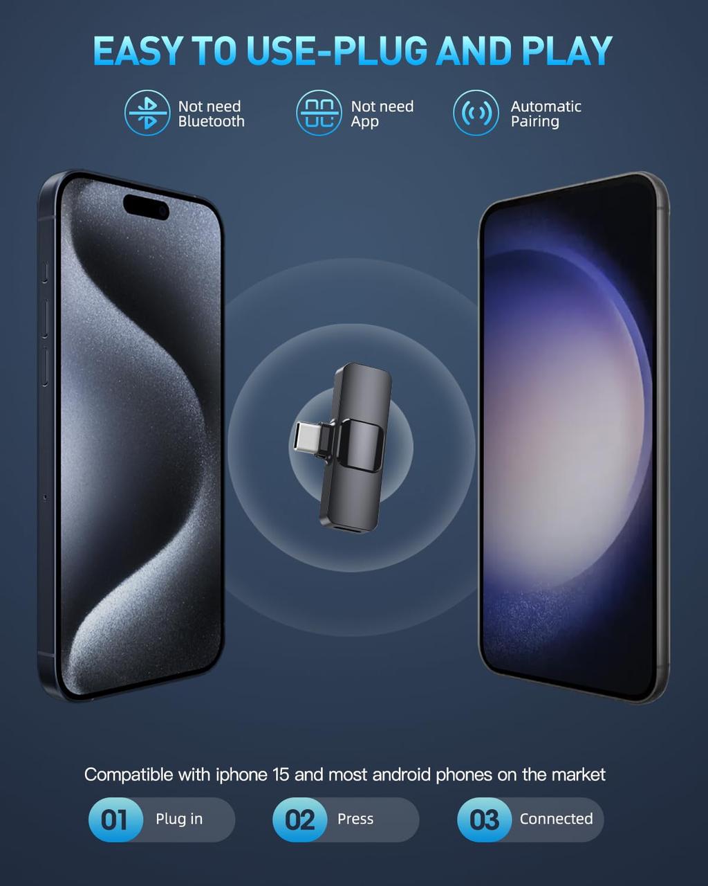 Микрофон петличный беспроводной K8 для телефонов с Lightning с адаптером Lightning на Type-C - фото 3 Микрофон петличный беспроводной K8 для телефонов с Lightning с адаптером Lightning на Type-C - фото 3