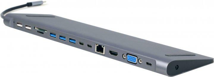 Концентратор Cablexpert USB-C 9в1 HUB/HDMI/VGA/PD/card-reader/LAN/audio (A-CM-COMBO9-01)