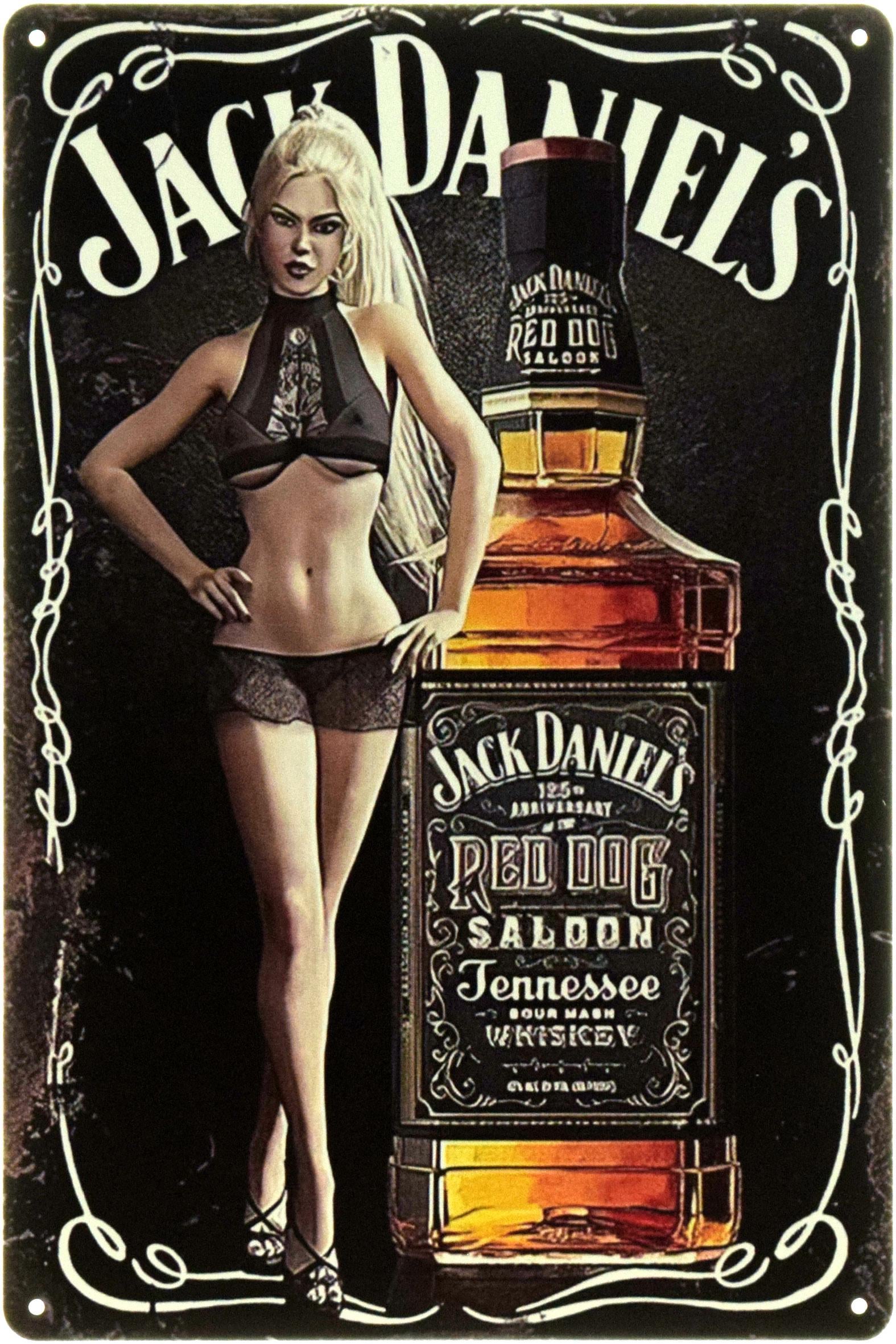 Табличка металлическая "Jack Daniel's Red Dog Salon Pin Up" 20x30 см (ms-104444)