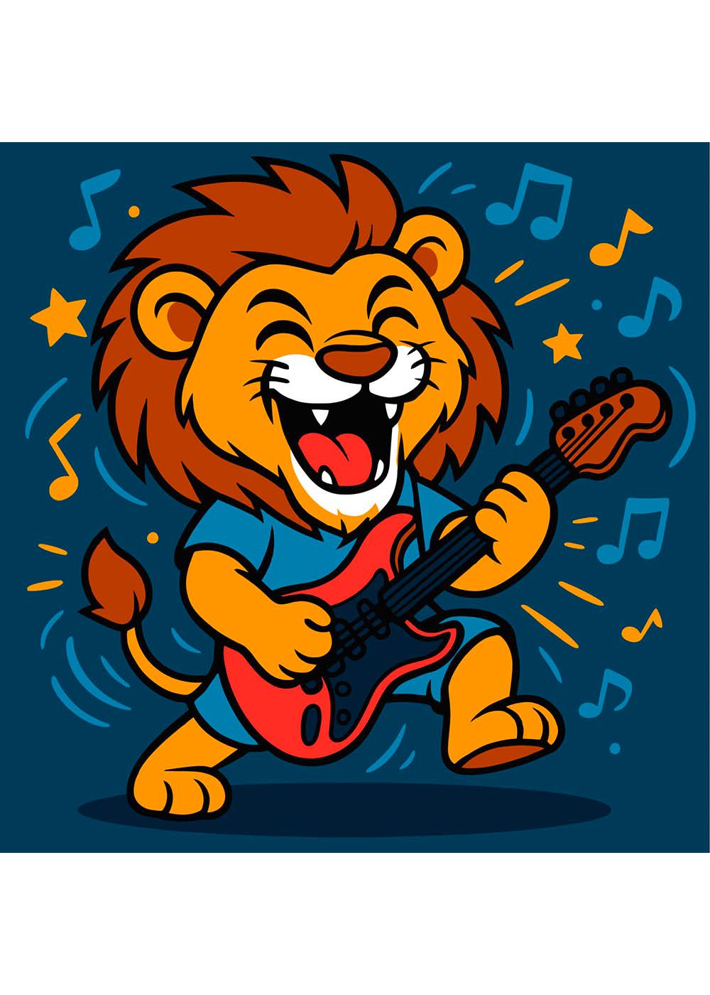 Картина по номерам Ideyka Лев с гитарой 25х25 см (KHO1308)