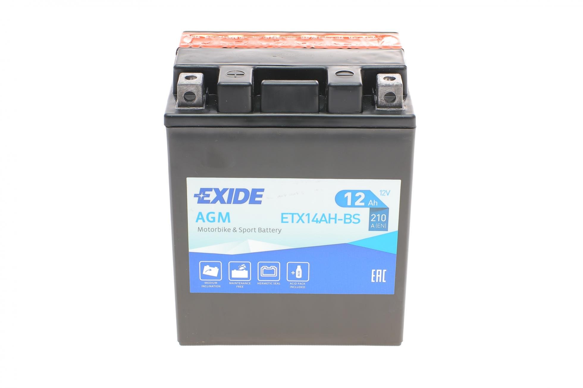Аккумулятор 12Ah-12v EXIDE AGM L EN210 134х89х164 мм (ETX14AH-BS)