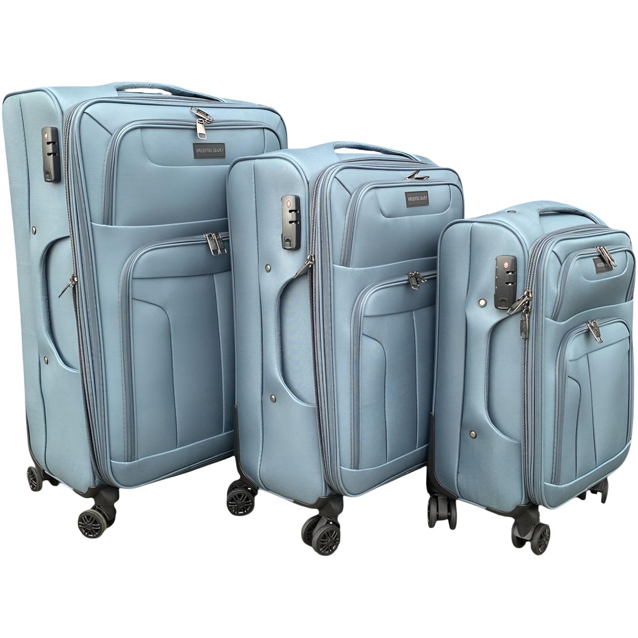 Набор чемоданов тканевых ORIENTAL GLORY 3в1 с телескопической ручкой Серый (101-RY)