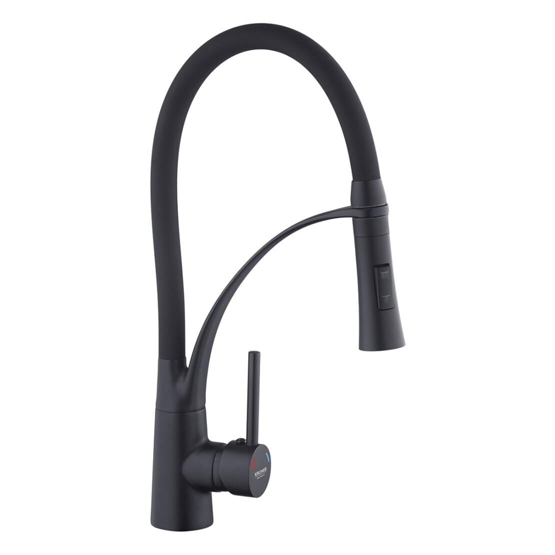 Змішувач для кухні Kroner KRP Ersel - SCH03393BLK з гнучким виливом латунний Чорний