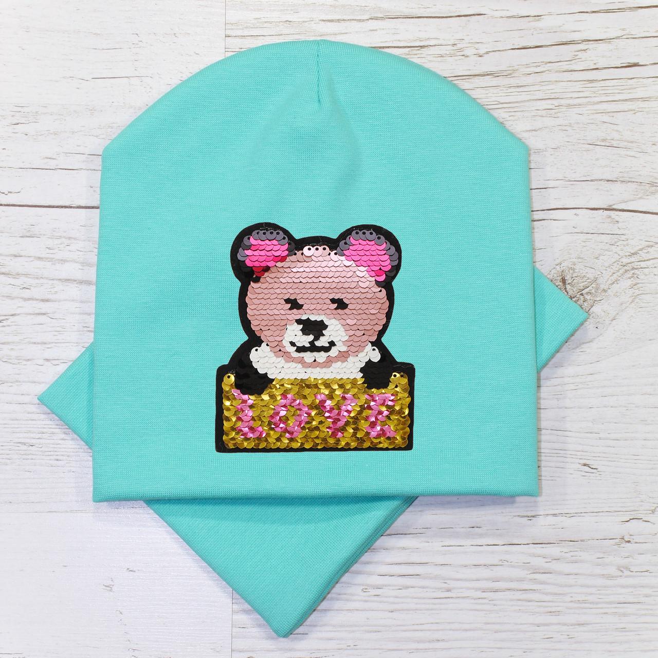 Детская шапка Kahta Kids Hat для девочки с хомутом 52-56 Бирюзовый (OC-325)