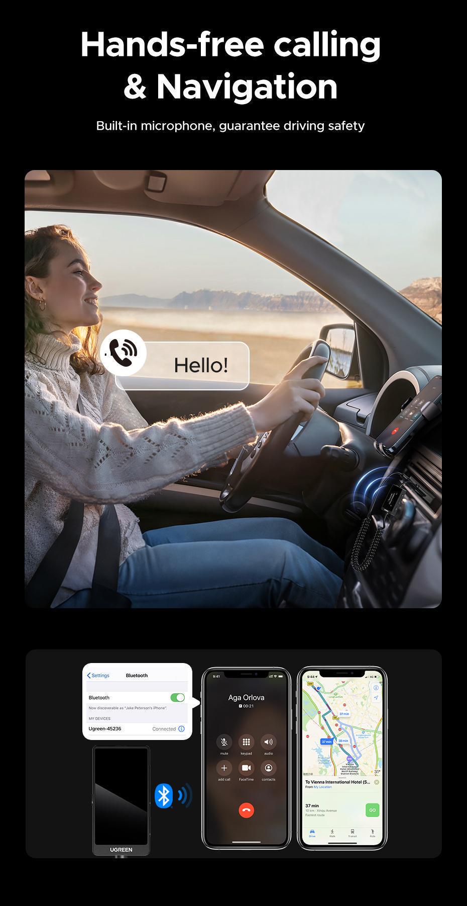 Адаптер аудіо Ugreen Bluetooth 5.4 3.5 мм 0.5-1.5 м (45236) - фото 5