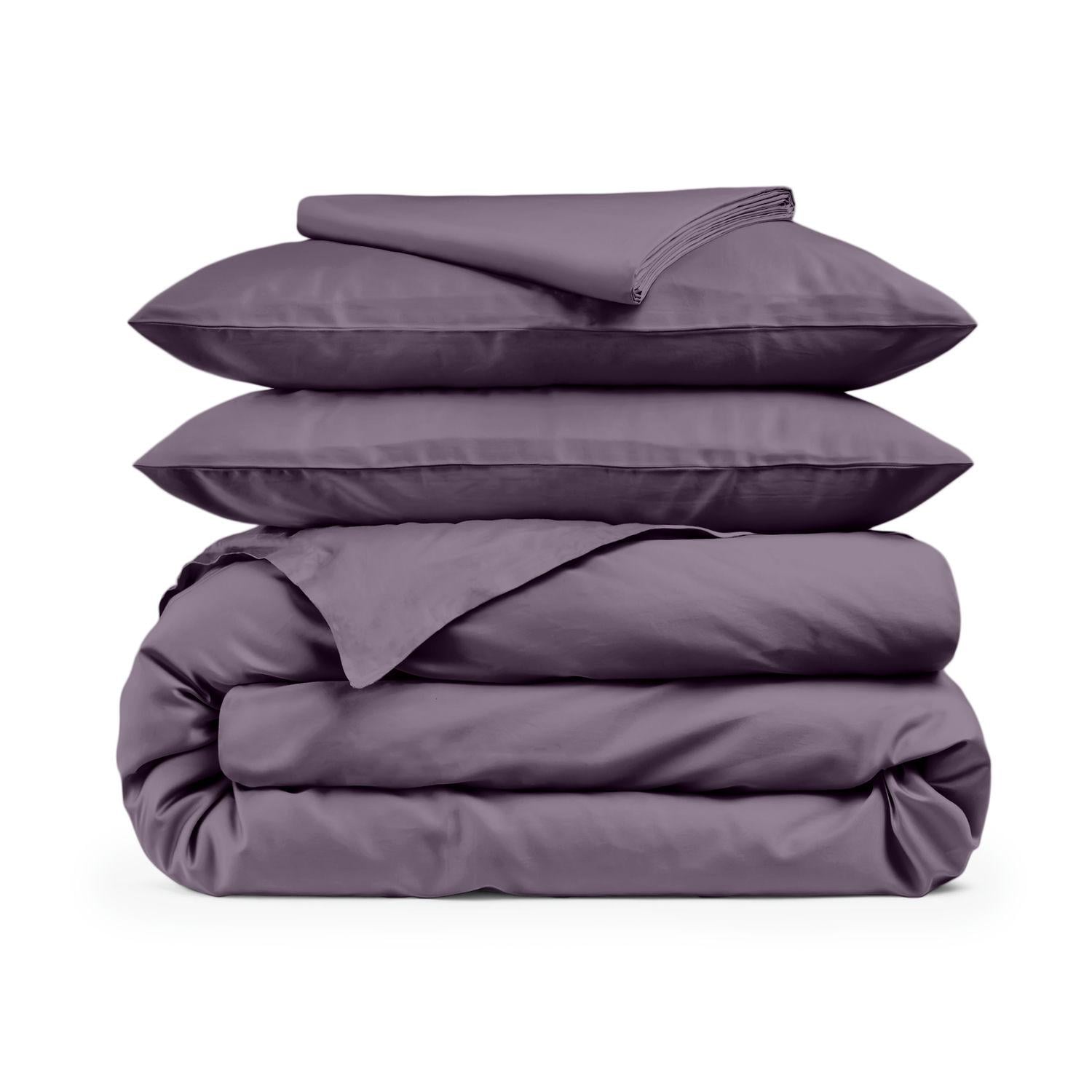 Постельное белье сатин Cosas Plum с простыней на резинке двуспальная 180x220 (4822052197998)