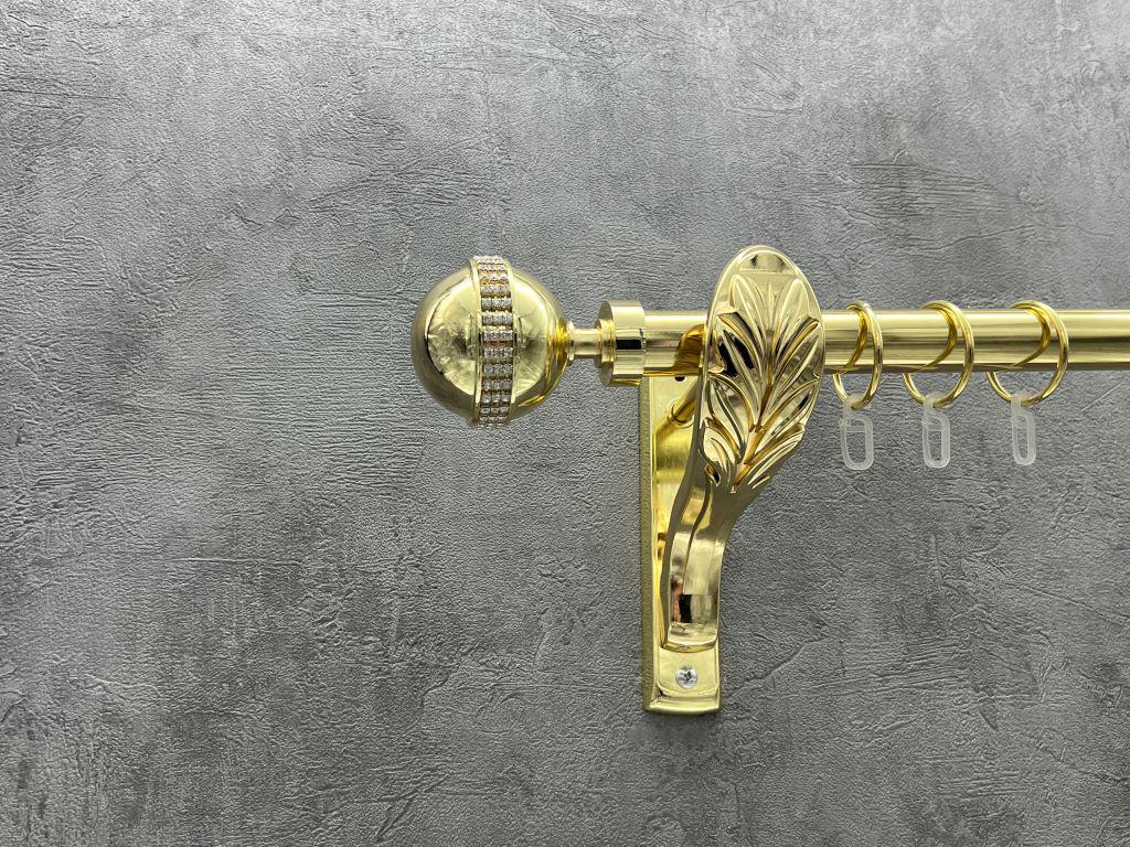 Карниз Quadrum Авея гладкая штанга одинарный ретро 25 мм 320 см Золотой