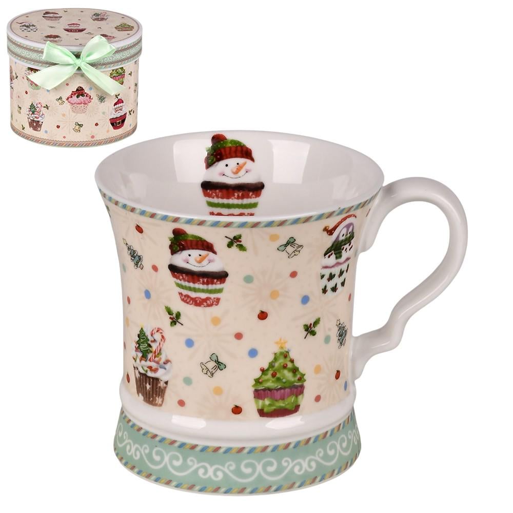 Чашка новогодняя с подарочной коробкой Christmas R36251 280 мл 9х9,2 см Бежевый (30492682)