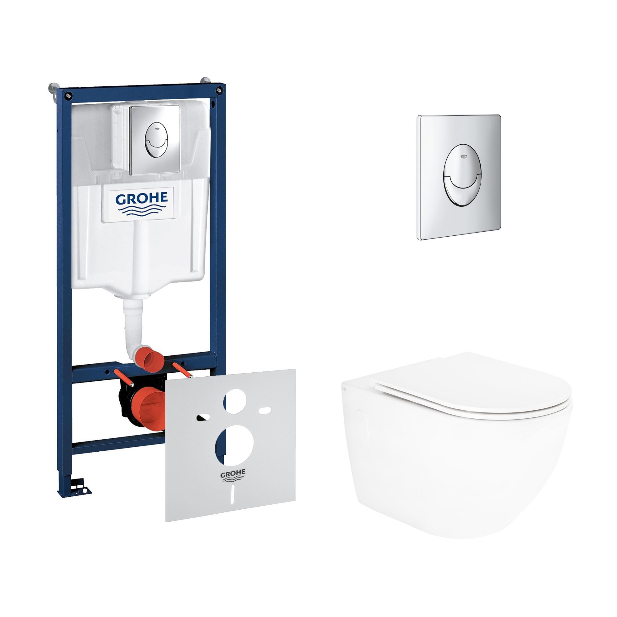 Комплект инсталляции Grohe Rapid SL 38721001QT13332141ERW с унитазом кнопка Хром (116282)
