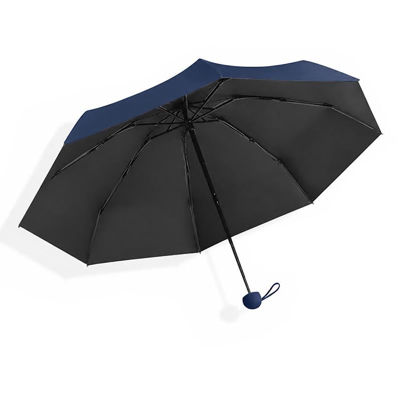 Мини-зонтик женский Lesko 190T карманный с чехлом-капсулой Dark Blue (36490922)