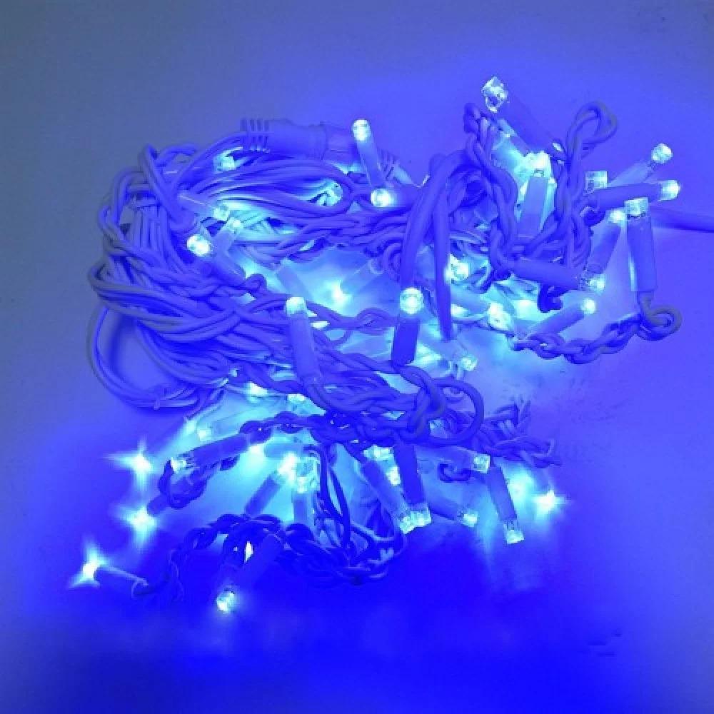 Гирлянда уличная Бахрома LED 100 белый провод Синий (1-67)