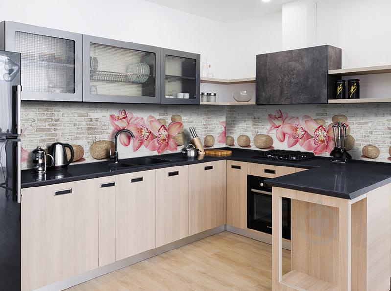 Наклейка виниловая кухонный фартук Zatarga "Бежевые камни и Орхидеи" 650х2500 мм Наклейка виниловая кухонный фартук Zatarga "Бежевые камни и Орхидеи" 650х2500 мм