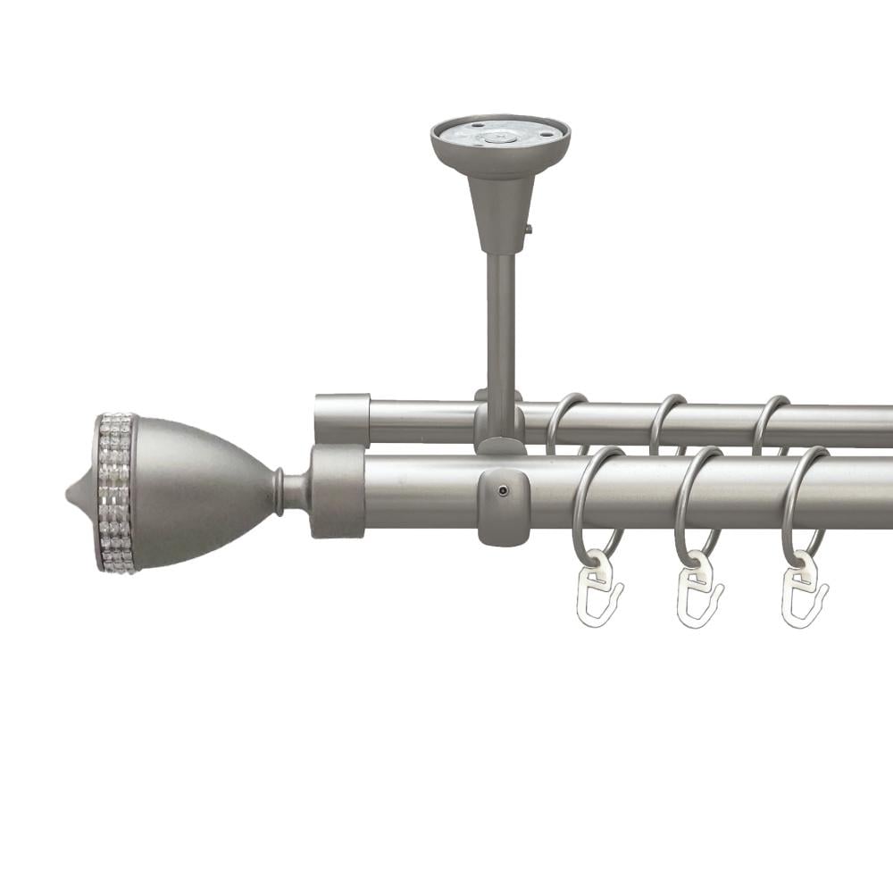 Карниз Orvit Етернія металевий дворядний відкритий до стелі гладка труба кільце металеве 25/16 мм 240 см Сатин (00-00024642)