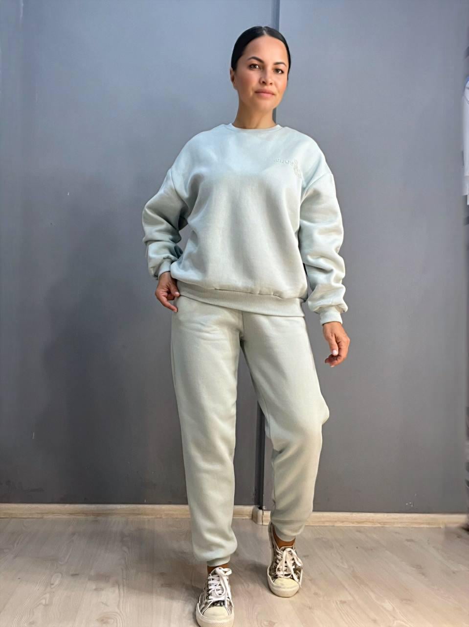 Костюм жіночий PEPPER MINT 24-13-15 SMAY світшот фліс брюки-джоггери утеплений M М'ятний (823)