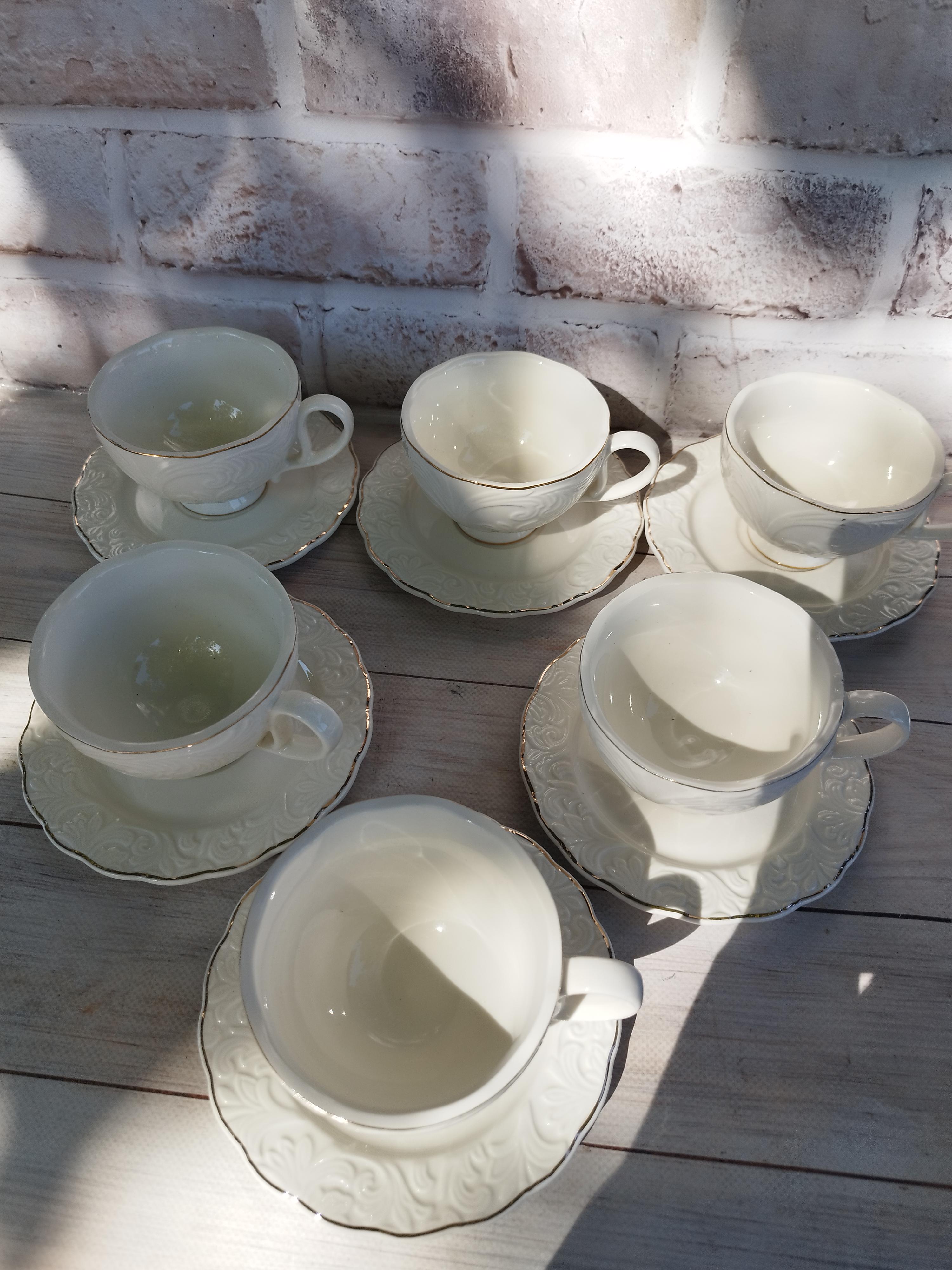 Сервіз чайний Olens Фростінг кераміка 6 персон 12 предметів 220 мл Білий (102-1204)