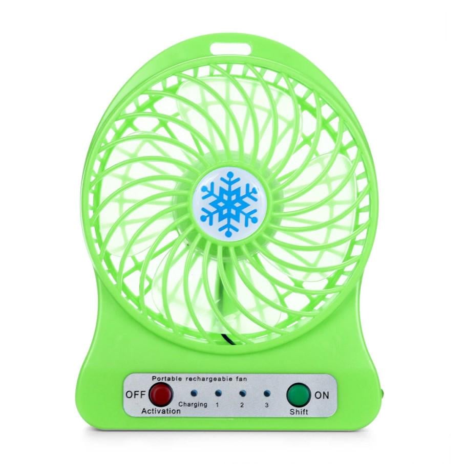 Вентилятор портативный Mini Fan с аккумулятором настольный Зеленый