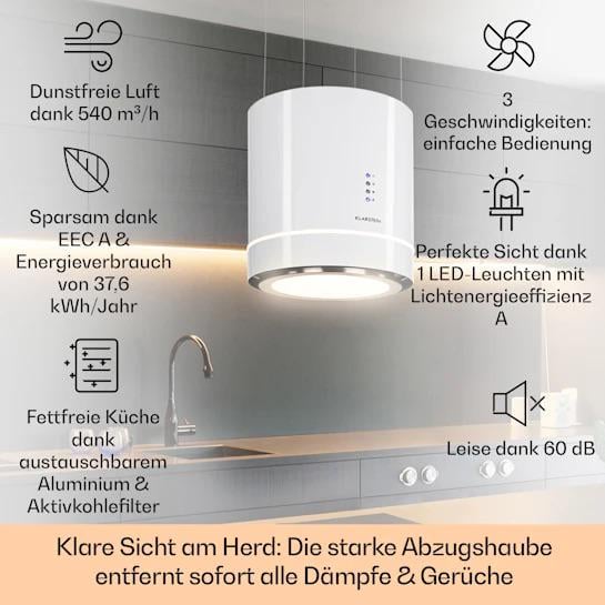 Вытяжка кухонная островная KLARSTEIN Tron Ambience с цифровым дисплеем 540 м3 ч (10034214) - фото 9 Вытяжка кухонная островная KLARSTEIN Tron Ambience с цифровым дисплеем 540 м3 ч (10034214) - фото 9