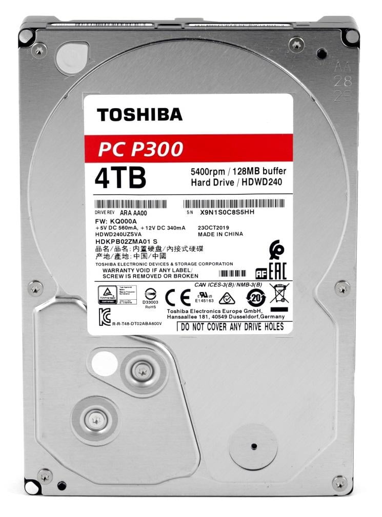 Жесткий диск TOSHIBA P300 HDD 3,5" SATA 4TB 5400rpm/128MB (HDWD240UZSVA)