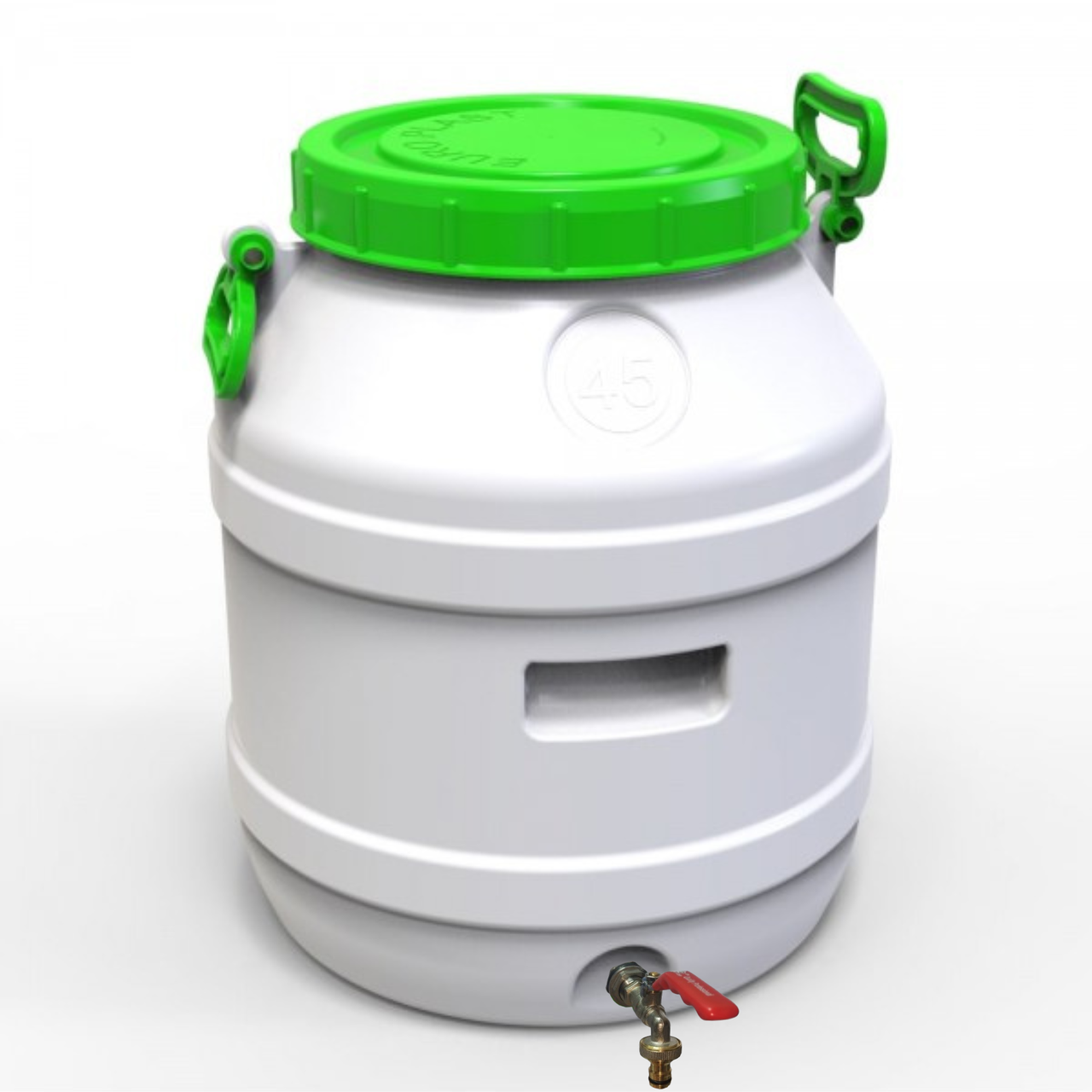 Бідон харчовий Євро Пласт з латунним краном зелена кришка 45 л (173314)