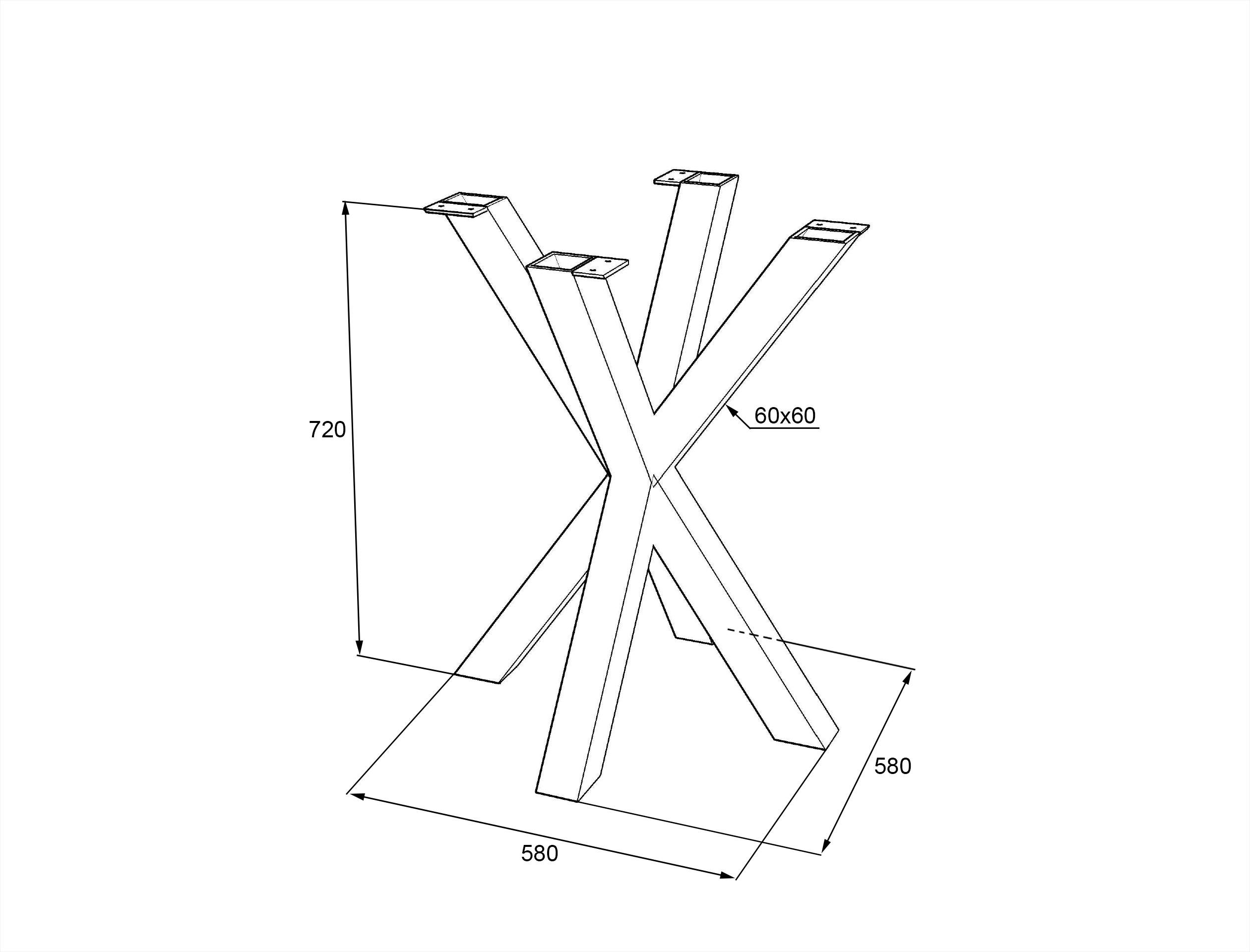 Опора для столу Lofty Жук Серія 21 із металу ширина 580х580 мм Чорний - фото 2