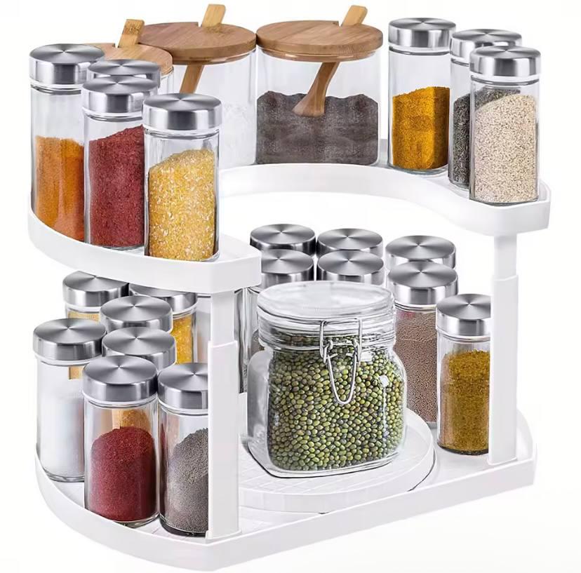 Полиця-органайзер для спецій Spice Spinner двоярусна з поворотним механізмом Білий (41e0e934) - фото 7 Полиця-органайзер для спецій Spice Spinner двоярусна з поворотним механізмом Білий (41e0e934) - фото 7