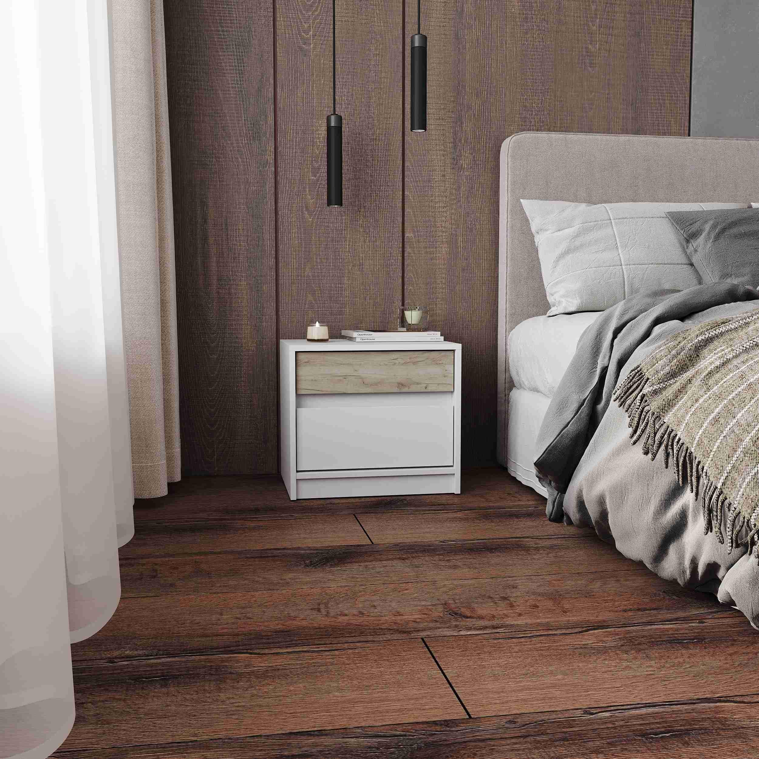 Тумба прикроватная Еверест Стайл-500 50х39х45 см Белый/Крафт Серый (09590)