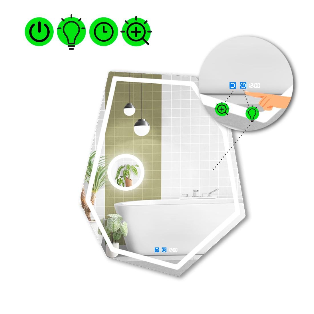 Дзеркало з LED підсвіткою Montagna 1 із двома сенсорами 120x90 см (8738205)