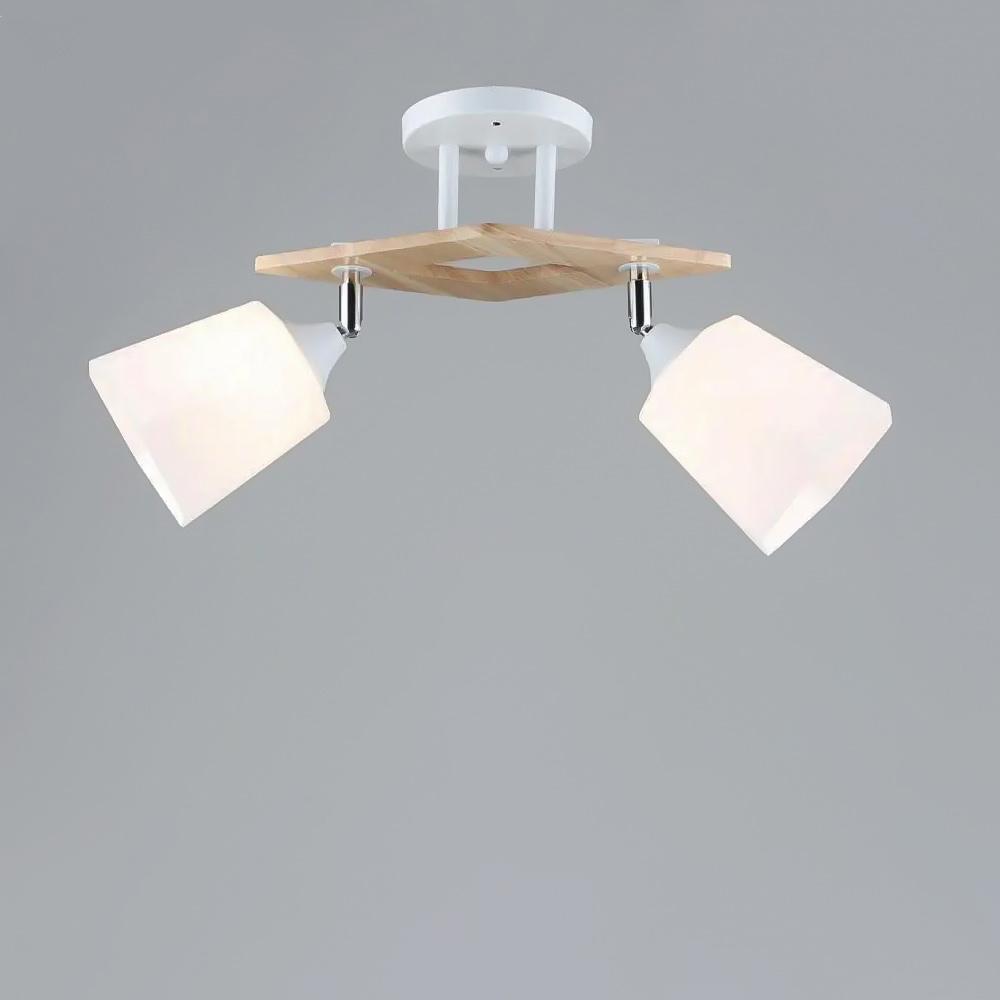 Люстра потолочная Light House SR-19358/2 WT/WOOD E27 500х130х270 мм Белый/Хром