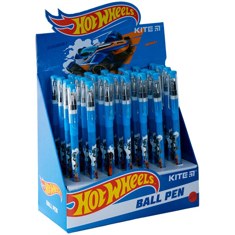 Ручка шариковая с резиновым грипом KITE Hot Wheels HW 24-032 синее чернило (0301805) - фото 2