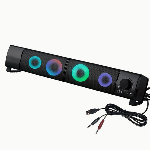 Колонки для ПК с подсветкой USB 3,5 мм AUX-разъем 2 канал V-220 Черный (V-220) Колонки для ПК с подсветкой USB 3,5 мм AUX-разъем 2 канал V-220 Черный (V-220)