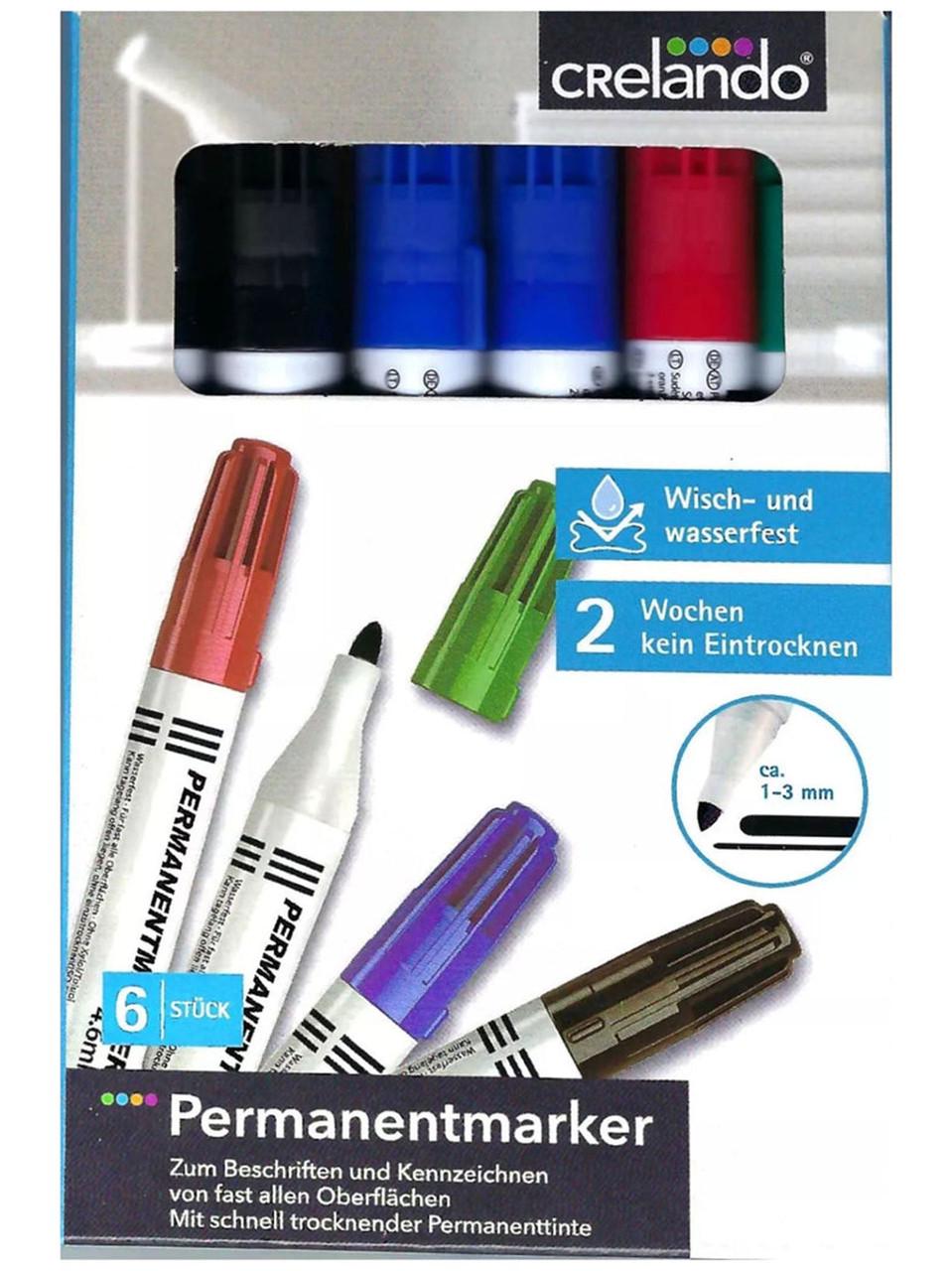 Набор перманентных маркеров Crelando плоский наконечник без запаха 6 шт. 1-4,5 мм (2858229228)