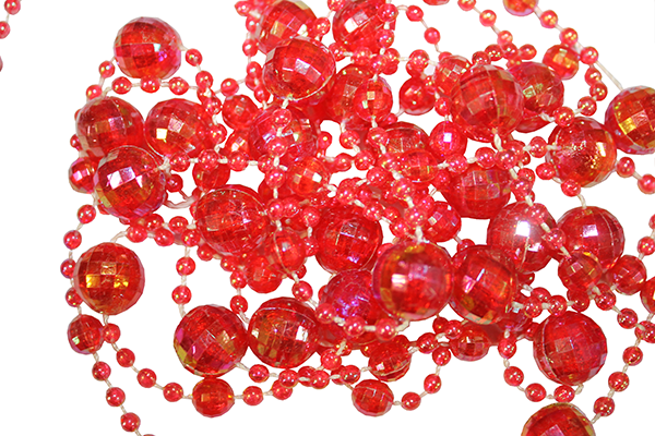 Бусины перламутровые на нити Ø 10 мм 1 м Красный