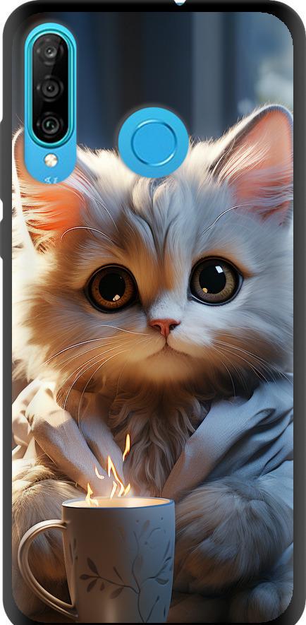 Чехол на Huawei P30 Lite White cat (5646b-1651-42517)