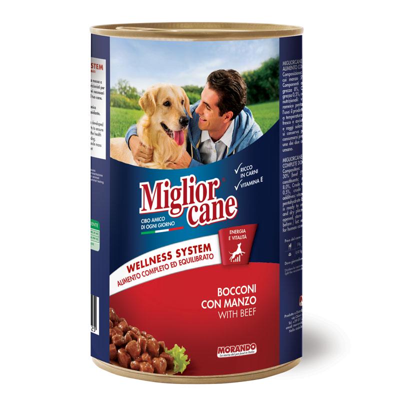 Корм влажный для собак Migliorcane с кусочками говядины 1250 г (8007520011525)